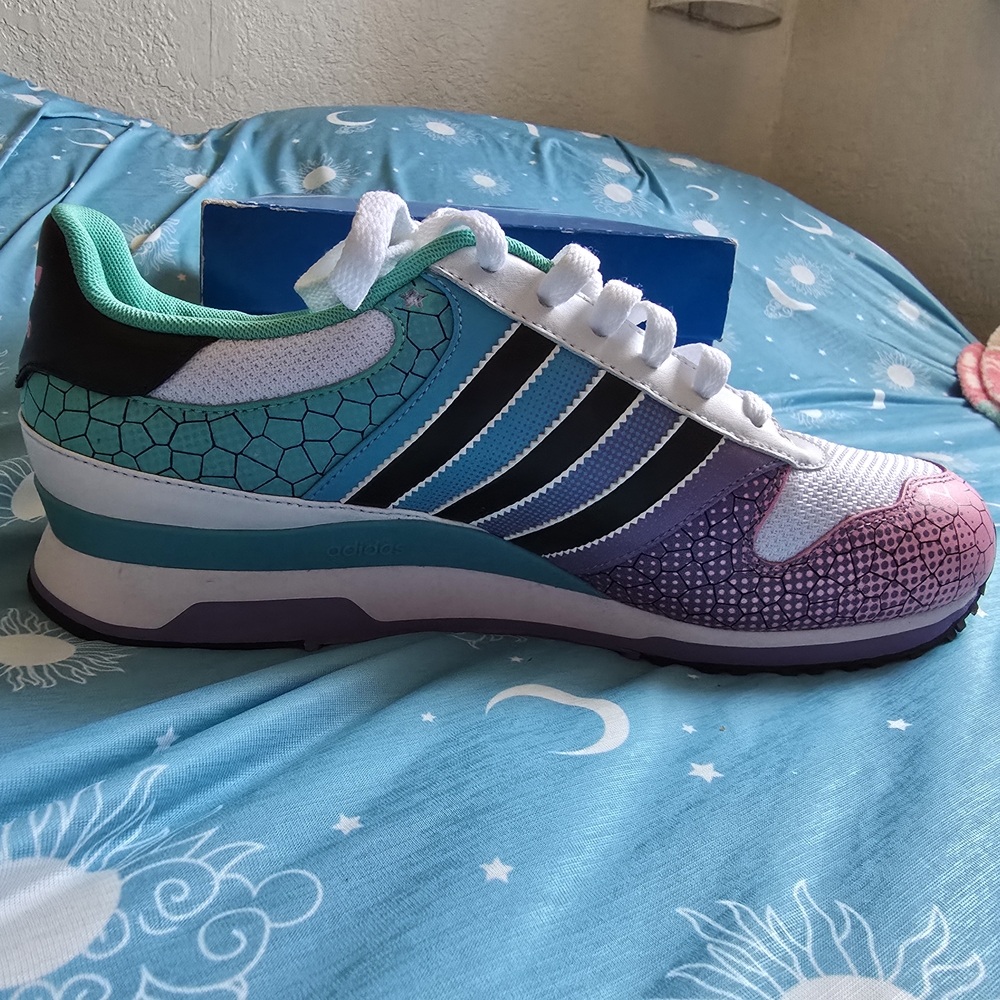 Adidas ZX 710 Women's Sneakers - Purple, Teal, Pink, w/tiny Stars - Picture 6 of 10